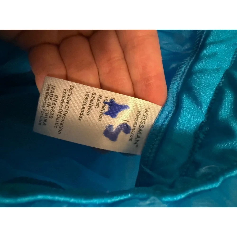 Weissman‎ Kids Large Iridescent Sequin Blue Dance Costume + Pants & Accessories